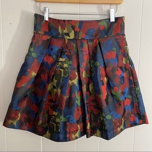 Box Pleat Abstract Skater Skirt